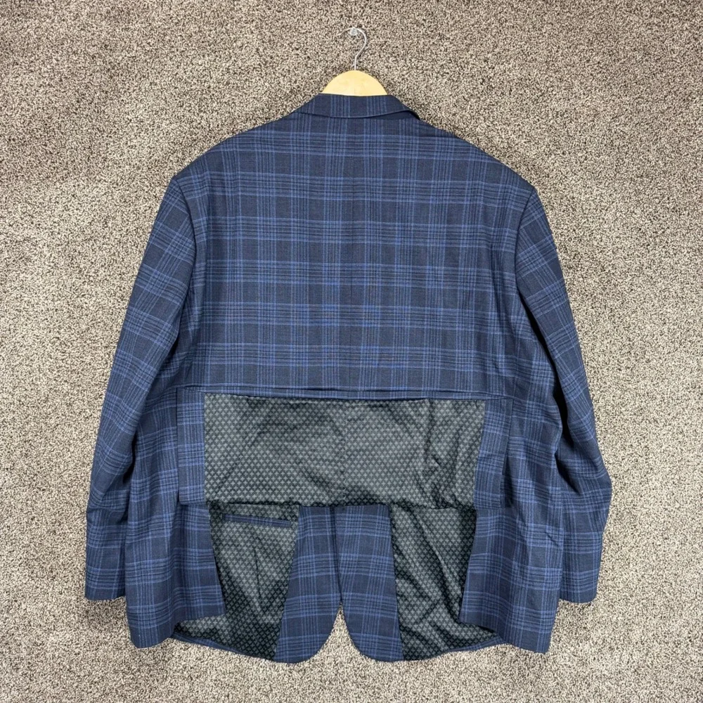 OAK HILL Blazer Mens 3XLT 54-56 Blue Plaid Stretch Fit by DXL Sport Coat Jacket
